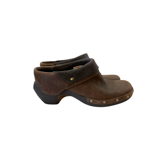 Merrell Drizzle Luxe Wrap Studded Brown Leather Clogs Size 7.5 - Picture 6 of 10